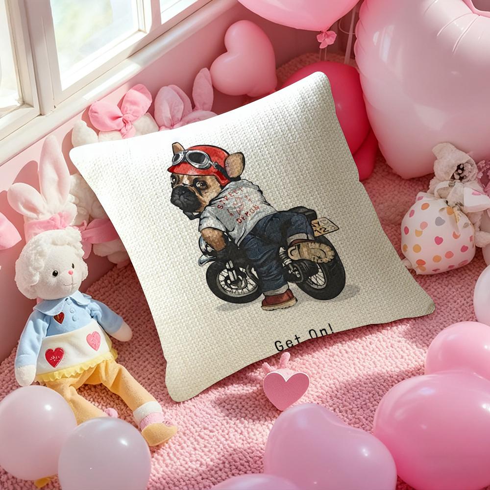 

French Bulldog Pillow Case Antidustmite Pillowcase Invisible Zipper Silky Short Plush Sofa Cushion Cover 30x30 cm