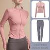 Women's Long Sleeve Sports Yoga Jacket - Stand Collar Cardigan for Running, Fitness, and Pilates