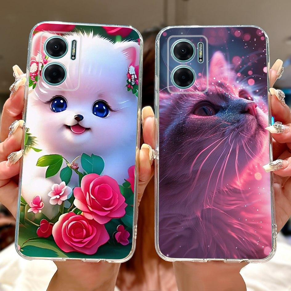 For Xiaomi Redmi Note 11E 5G Case Popular Flower Love Heart Soft Silicone Capa Back Cover For Xiaomi Redmi 10 11 Prime 5G Bumper