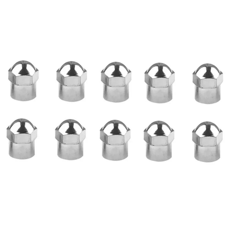 Car Tire Valve Caps 10/50pcs Round Head Chrome Plating Dust Proof Covers Cars Motorcycles Bike Tyre Styling Valve Cap Decoration