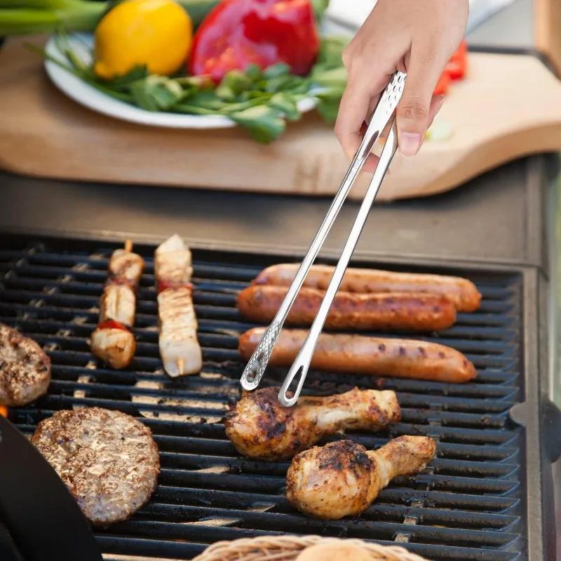 Matvändningsstekklämmor Rostfritt stål BBQ Multifunktionell matlagningstång Dubbelsidig stekspade Spatelklämma Biffstek