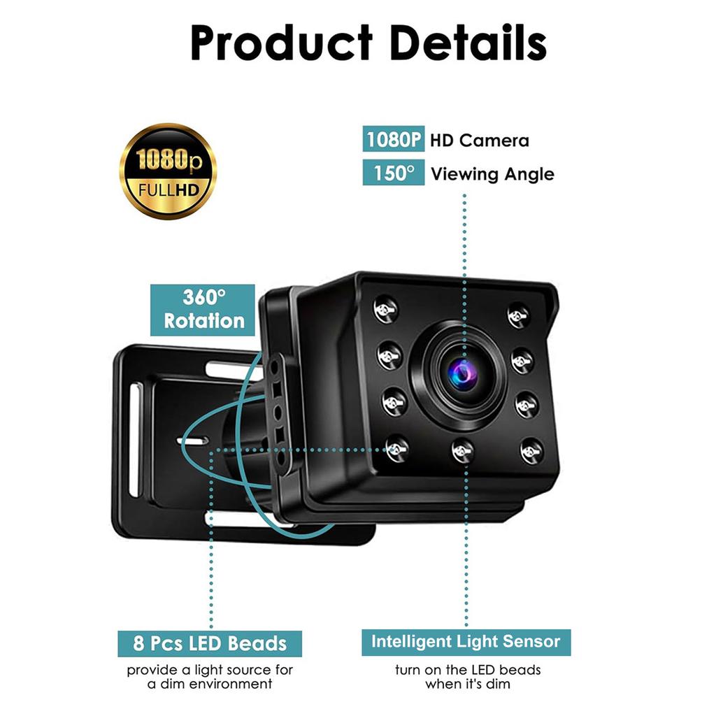 Baby Car Camera Dual Channel 6.8 Inch 1080P Baby Monitor with IR Night Vision Camera and 150 Degrees  Wide View for
