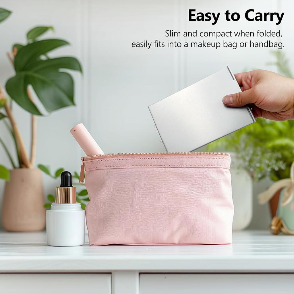 Simple Flip-Top Makeup Mirror, Portable Folding Ultra-Slim Aluminum Vanity Mirror for Makeup, Travel & Grooming, 5.91x3.94 Inch