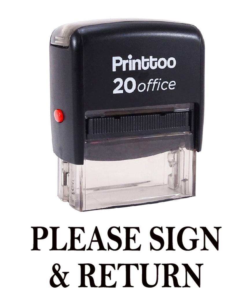 Printtoo PLEASE SIGN & RETURN Self Inking Rubber Stamp Office Stationary Custom