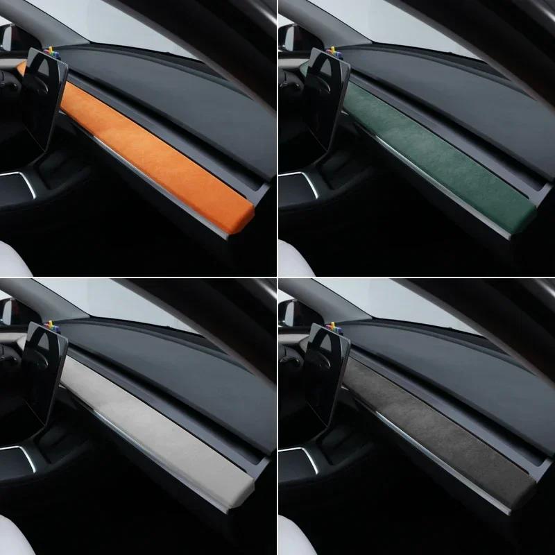 For Tesla Model Y Model 3 2019-2022 Made of Alcantara Dashboard Door Panel Trim Strips Instrument Stickers Car Inteior Accessory