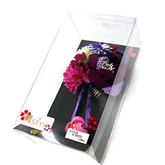 [Stylish Kimono Iroha] Hair Ornament Set for Coming-of-Age Ceremony, Chirimen Fabric, 2 Pieces, Red & Purple