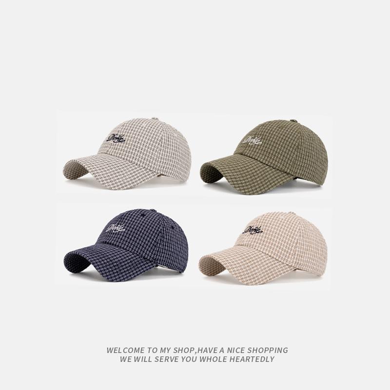 Plaid Cap Women's Spring Summer Letter Embroidered Baseball Cap Sunscreen Hat