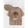 Men's California T-Shirt with Est, Tree Back Print - Relaxed Fit Short Sleeve Crew Neck, Washed Cotton Soft Retro Tee for Beachwear & Casual Outfits