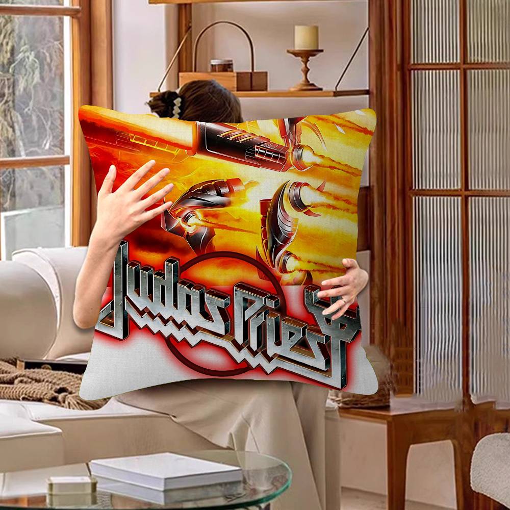 Donkere Heavy Metal Band J-Judas P-Priest Kussen Cadeaus Huis Kantoor Meubilair Slaapkamer Bank Auto Kussenhoes Hoes 45x45cm