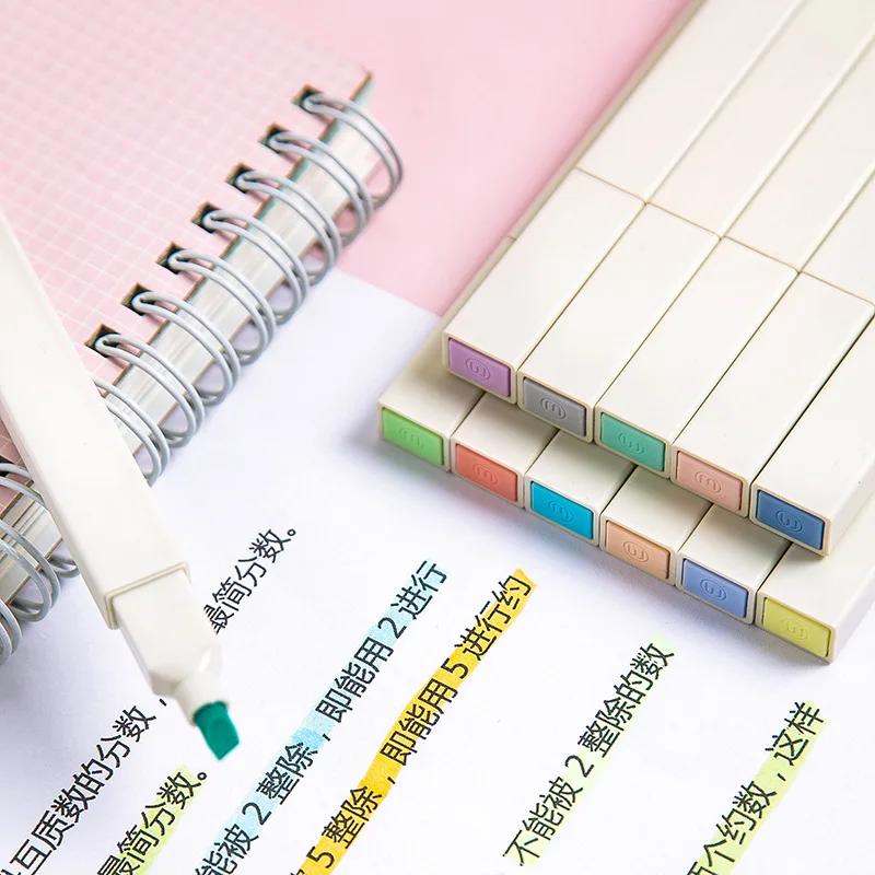 Xiaomi 6-12 Colors Highlighters Cute Pastel Pens Bible Pens Soft Tip Aesthetics Markers Kawaii Stationary for Students School Supplies