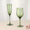 Retro Green Petal Ripple Wine Goblet