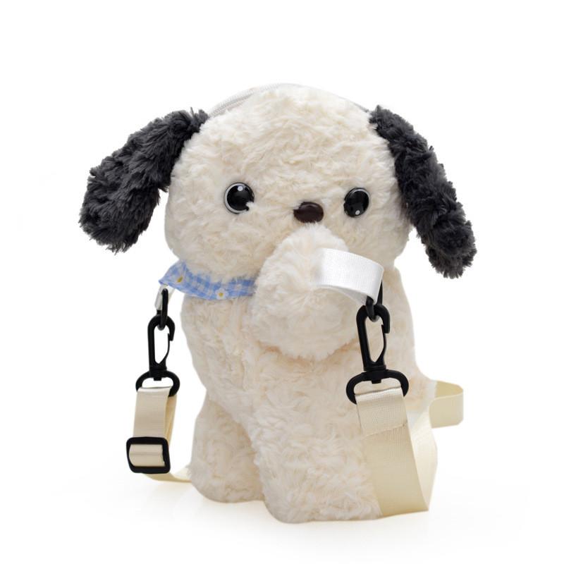 

Восхитительная плюшевая собачка Пудинг Детская сумка через плечо Очаровательный дизайн Идеально подходит для школы белый