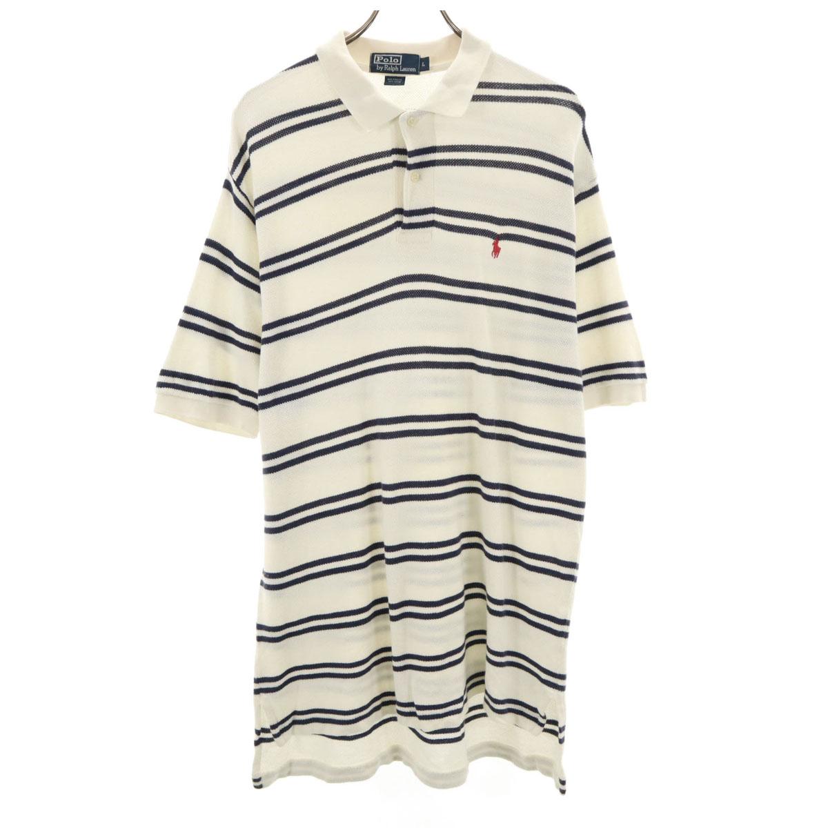 

Polo by Ralph Lauren Border Pattern Five-quarter sleeve Polo shirt L Men s Used