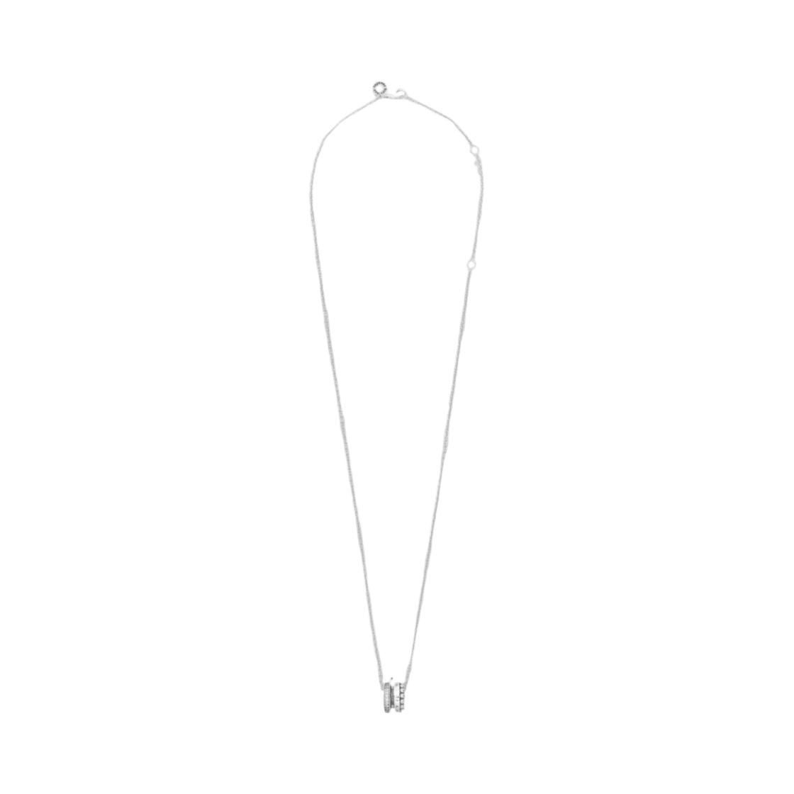Pandora Signature Series Logo Paved Waist Pendant 3-In-1 Necklace Women necklace Silver 392311C01 Box