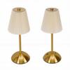 Pleated Table Lamp Metal USB Rechargeable Cordless Vintage Nightstand Lamp Decor for Bedside Living Room