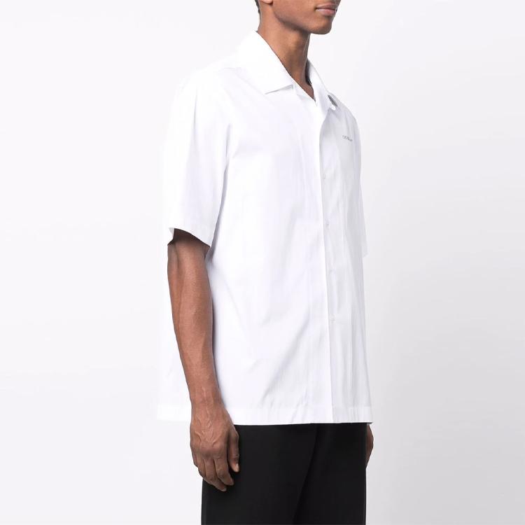 Off-White FW21 Logo Short Sleeve Shirt Loose Fit Men Shirts White OMGA196F21FAB0040184