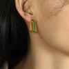 European and American Style Stainless Steel Zirconia Rectangle Earrings for Women