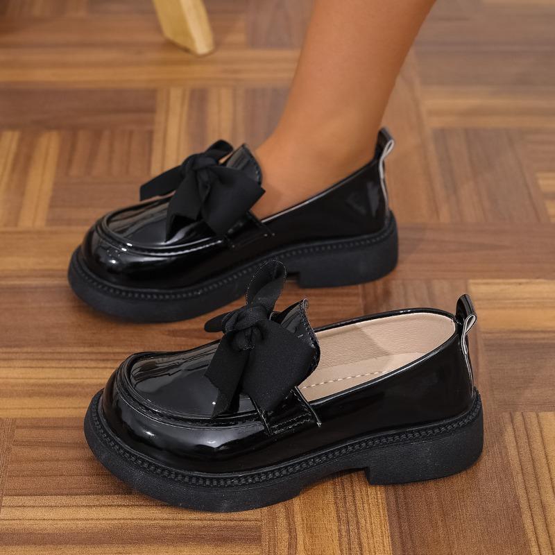 Soft-Sole Leather Shoes for Girls  New Style Bowknot Princess Flats Patent Loafers for Toddlers Elegant Cute Shoes for Girl