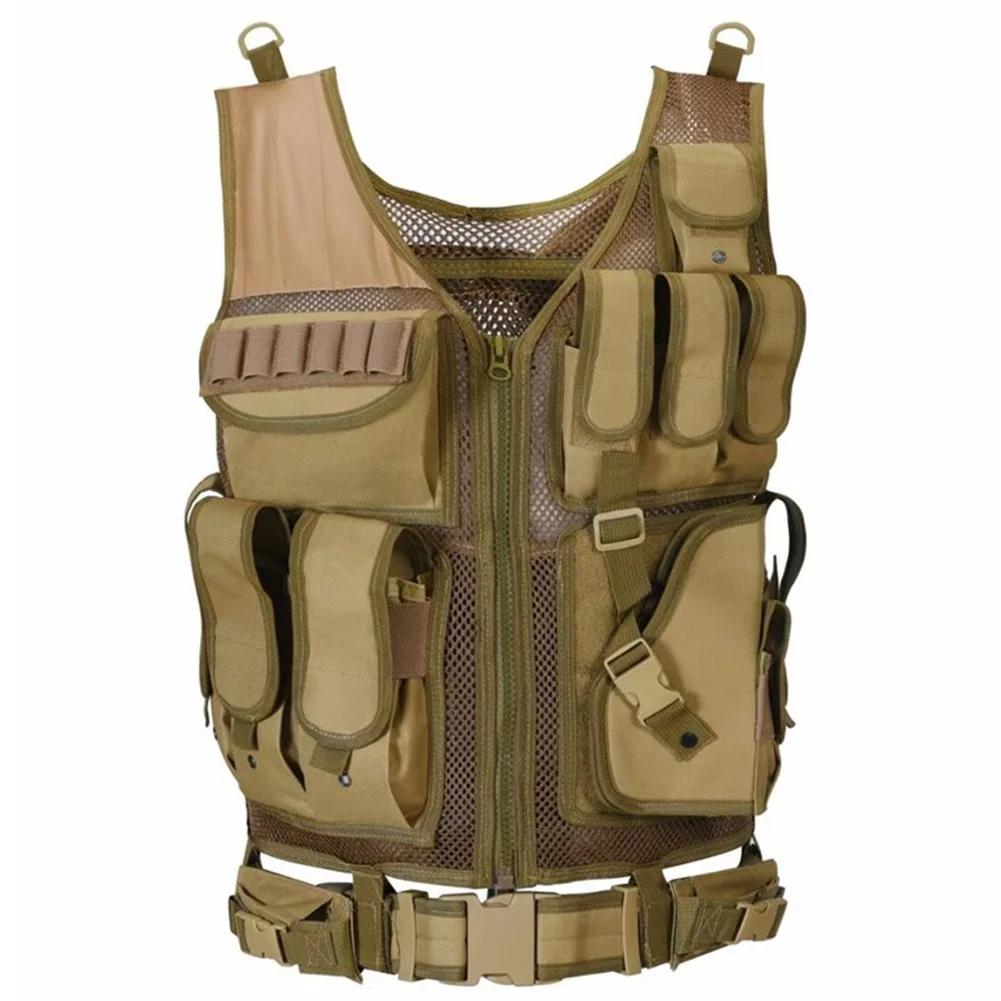 Nylon Molle Vest Multi-Pocket Combat Body Armor Vests Plate Carrier Vest Hunting Outdoor CS Game Airsoft Training Jacket