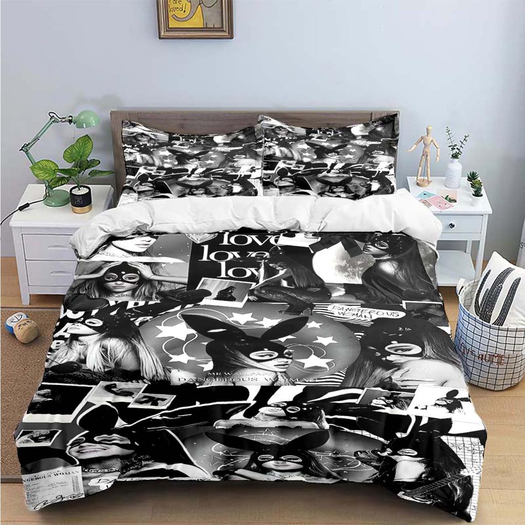 Comforter Fashion Pop Singer A-Ariana G-Grande Print Bedding Sets Bed Supplies Set Bed Comforter Set Bedding Set Luxury Gift