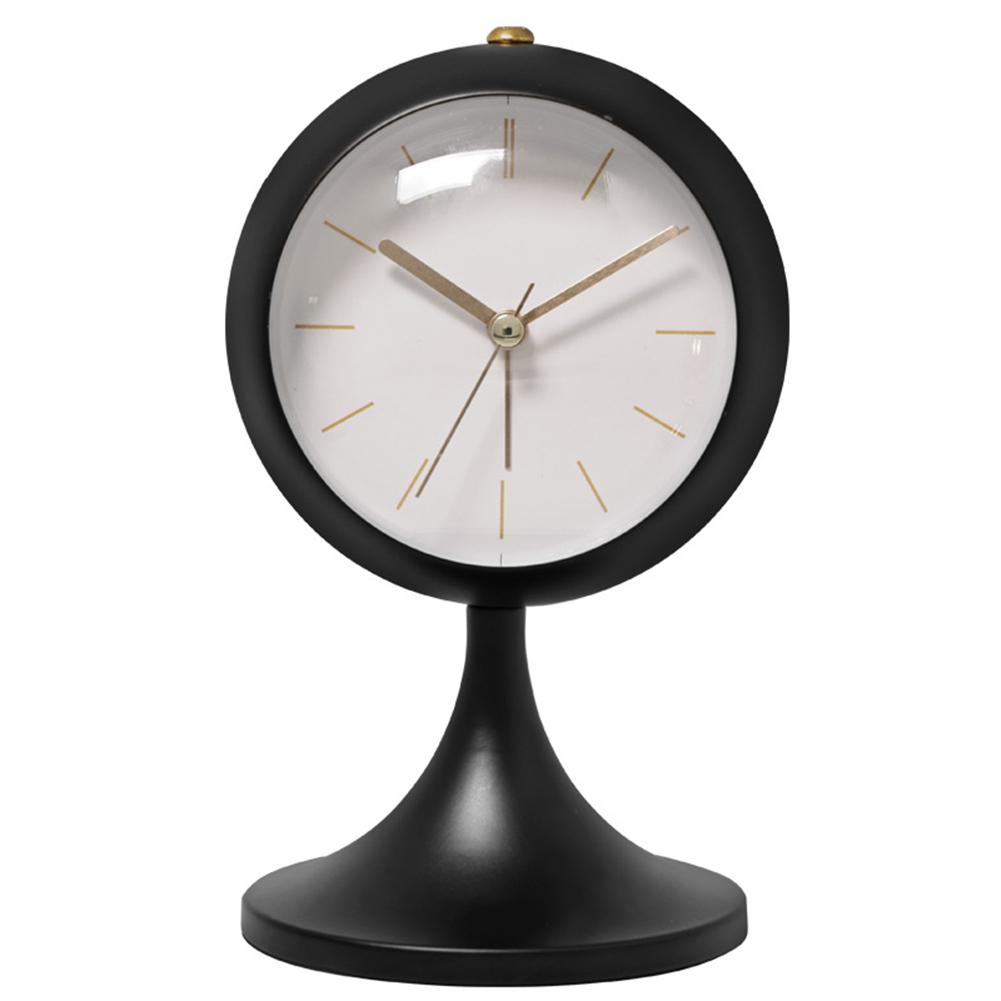 Elegant Design Alarm Clock Silent Clock Trumpet Clock Luminous Clock Curved Glass Front Electroplated Metal Pointer