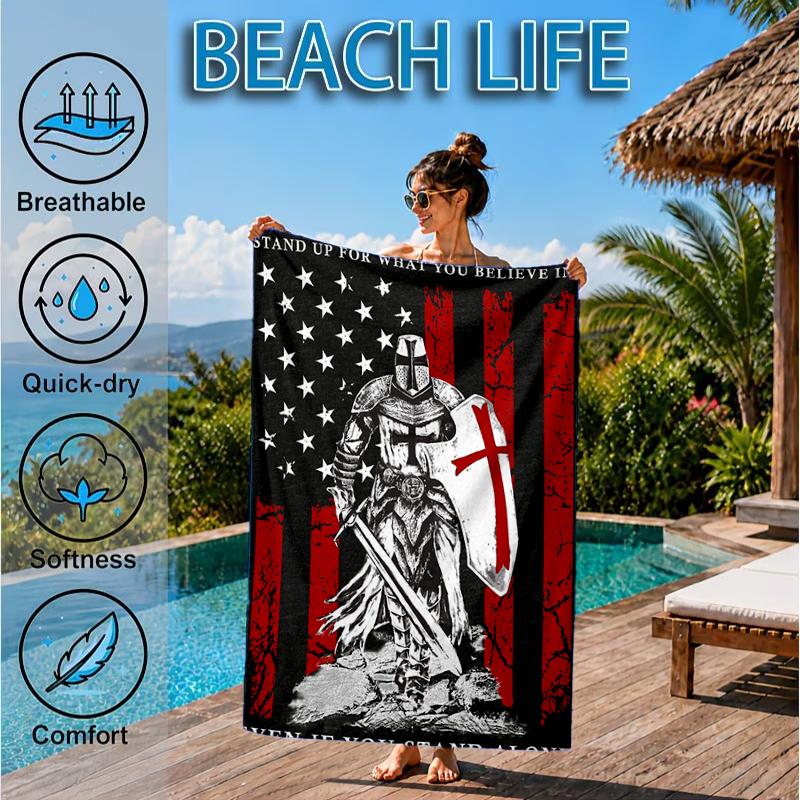 Knightly Crusader Armor Beach Towel, Microfiber Beach Towel, Perfect For Pool, Beach, Travel, Home Decor Beach Party Fan gifts