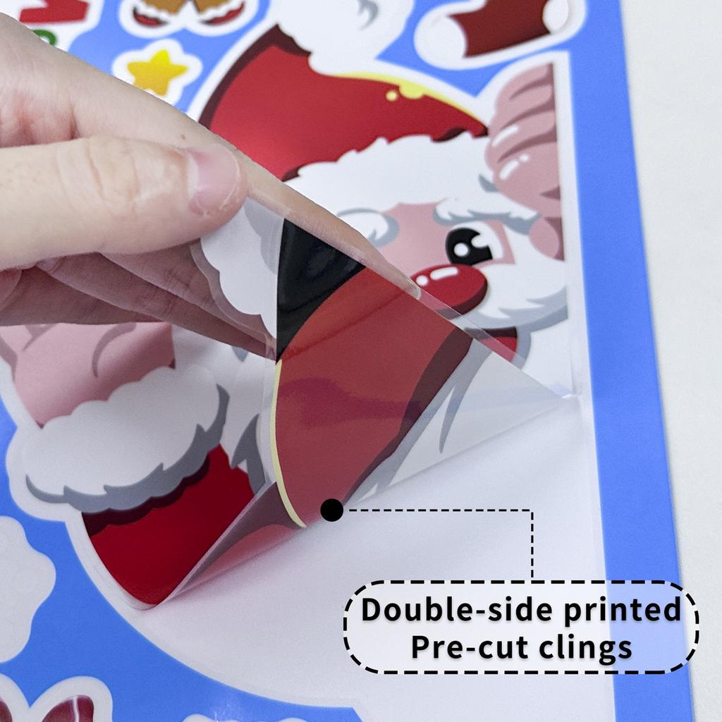 Christmas Window Stickers Santa Claus Reindeer Snowman and Elf Design Festive Merry Christmas Happy New Year Window Clings Gift