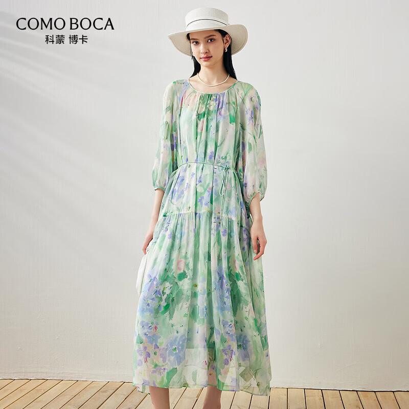 Mulberry Silk Floral Half-Sleeve Midi Dress