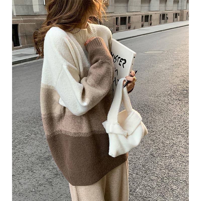 Autumn and Winter New Niche Design Casual Sweater Loose Fashion Pullover Knitted Sweater Lazy Wind Top Women