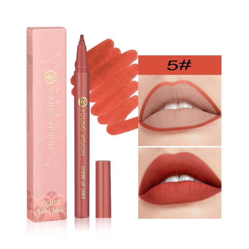 YOUNG VISION Matte Liquid Lip Liner Sponge Gourd Head Matte Nude Waterproof Lip Glaze Lippenstiftstift