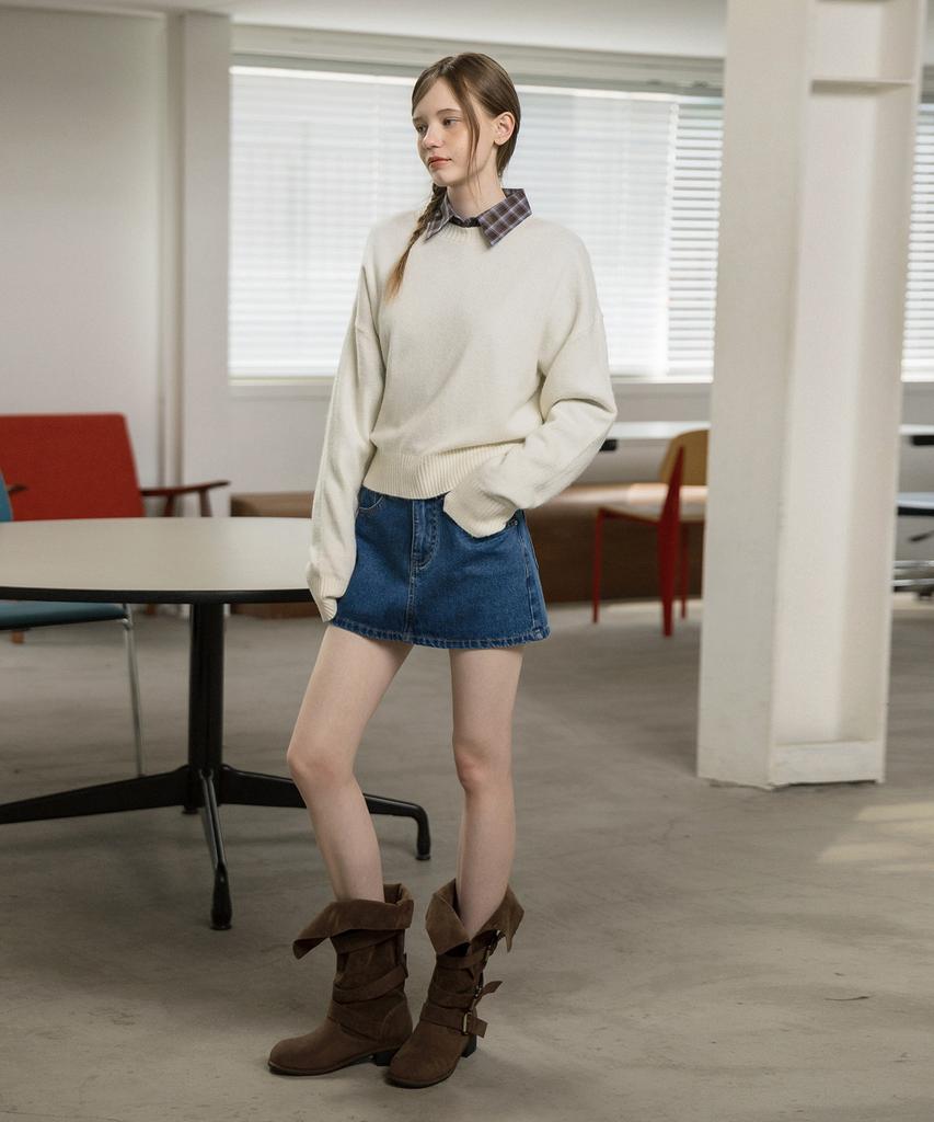HYFVE Wool Blending Lettering Knit Sweatshirt