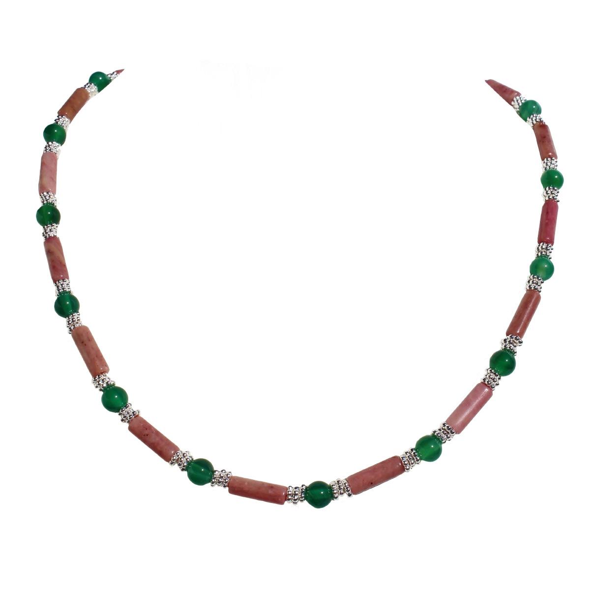 

Натуральный розовый гибискус камень хит зеленый агат бисер ожерелье женская ретро цепочка на шею наборная ключичная цепочка 886