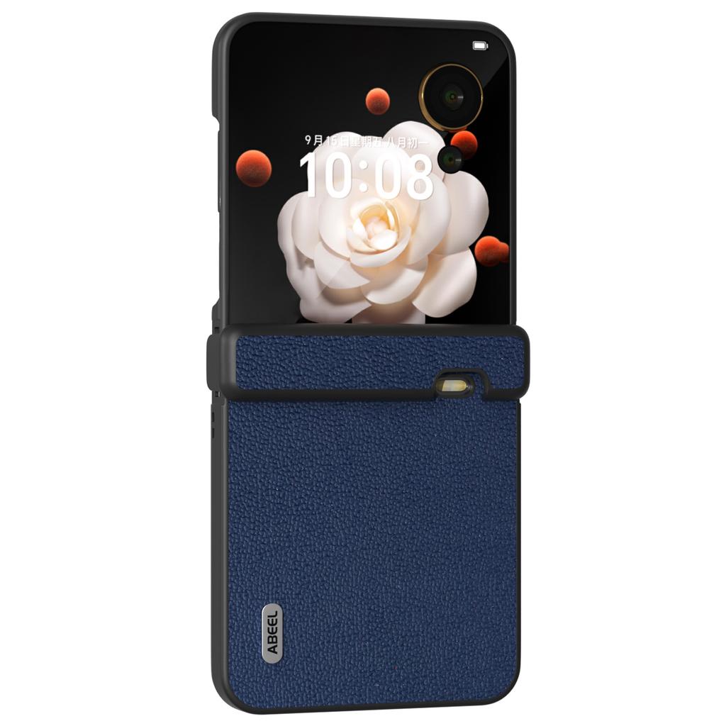 For Honor Magic V Flip 5G Case Hinge Design Genuine Cow Leather+PC Phone Cover