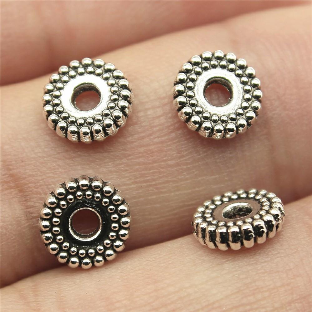 40pcs Antique Silver Color Small Spacer Beads Charm Pendants Jewelry Accessories DIY Small Spacer Beads Charms