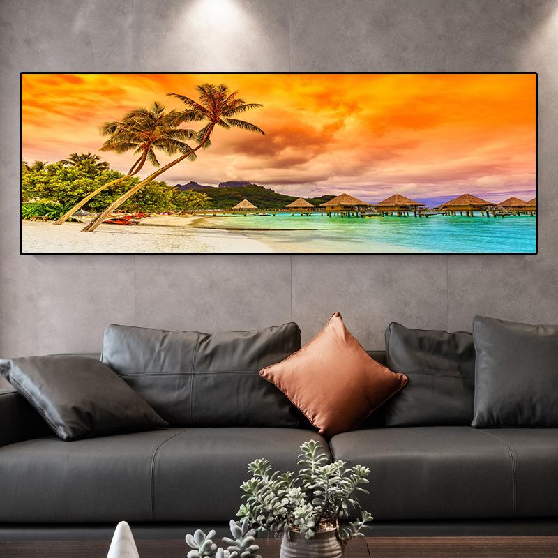 Landscape Tropical Sea Beach Canvas Painting Palm Tree Posters And Prints Wall Art Pictures Living Room Home Decor No Frame