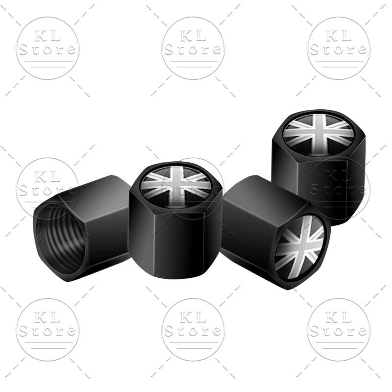 Exterior 4Pcs United Kingdom National Flag Badge Car Wheel Tyre Tires Valve Stem Caps Dust-proof Cover For Universal Automobiles