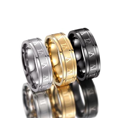Vintage Roman Numerals Men Rings Temperament Fashion SimpleStainless Steel Rings For Men Jewelry Gift