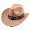 Wide Brim Western Cowboy Hat Ox Head Decorative Studded Leather Cap Tibetan Style Top Hat  Party