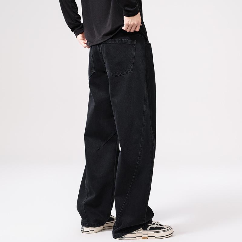 Schwarze High Street Hip-Hop Jeans Herren Amerikanische Lockere Gerade Säbel Weitbeinige Hosen