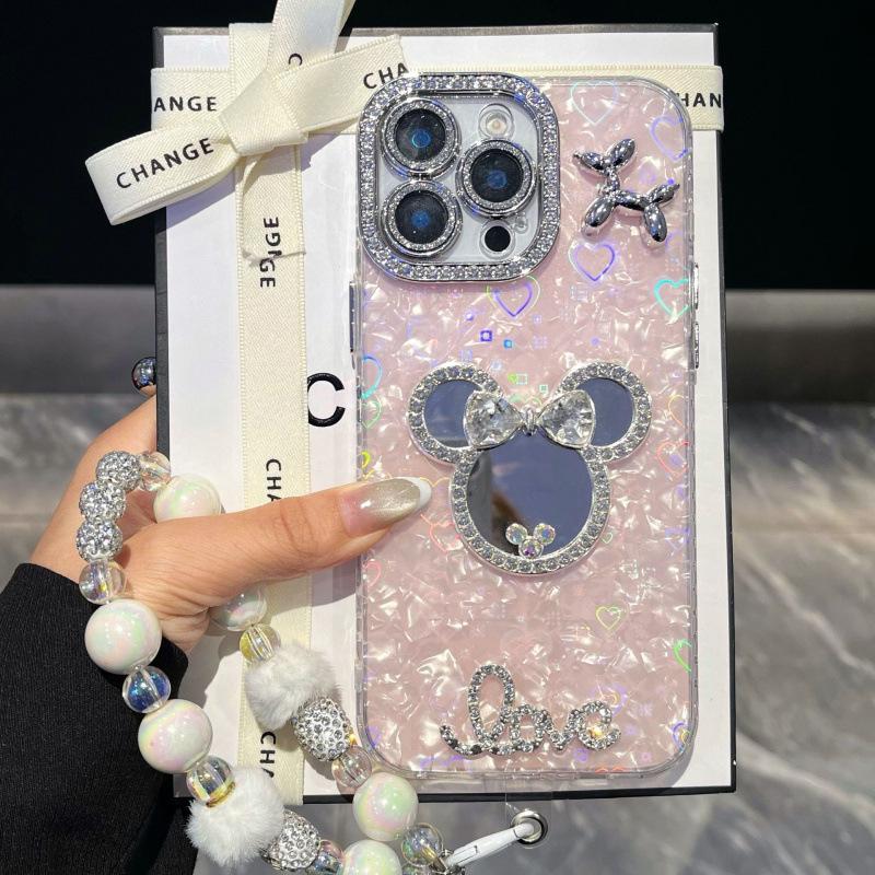 Glitter Shell Rhinestone Mirror Case for iPhone 17 Pro Max/Apple 14/15