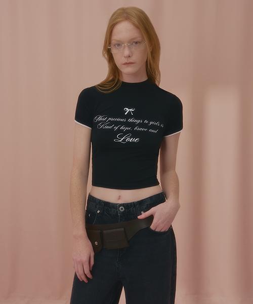Uncover Love Lace Crop Short Sleeve T-Shirt Black Free