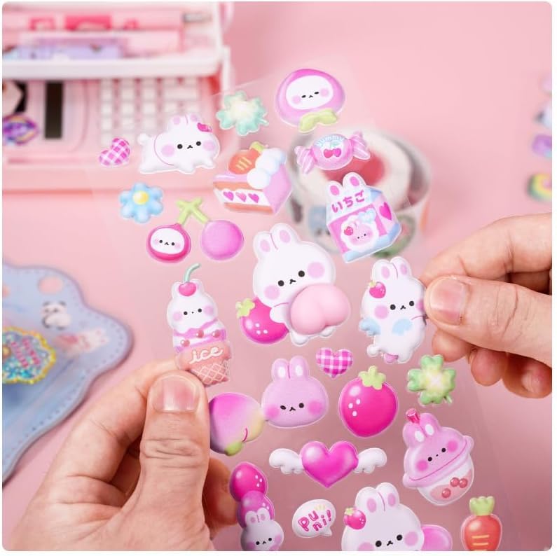 Cute 3D Set of 3D Decorative Stickers for Girls and DIY Cell Phone Diary Craft Gift Stickers, 2, Kids, Handmade, Decompression, Decoration, Reward,