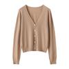 Leka Sha Women's 100% Fine Wool V-Neck Knit Cardigan, Long Sleeve Loose Sweater