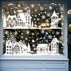 Indoor Outdoor Glass Window Stickers 2Pcs Christmas Town Static Sticker, Reusable Decal with Snowflake Clings for Winter Pattern, Decorative