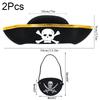 2Pcs/Set Pirate Hat And Pirate Skull Eye Patches Halloween Cosplay Captain Cap Headband For Adult Kids Birthday Party Decor Prop