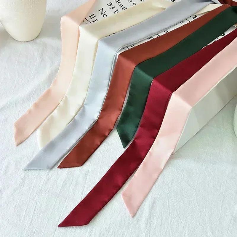 5X190CM Dame Smalt Langt Skjerf Ensfarget Chiffon Rødt Slips Svart Veske Bånd Hodebånd Choker Streamer Dame Tilbehør
