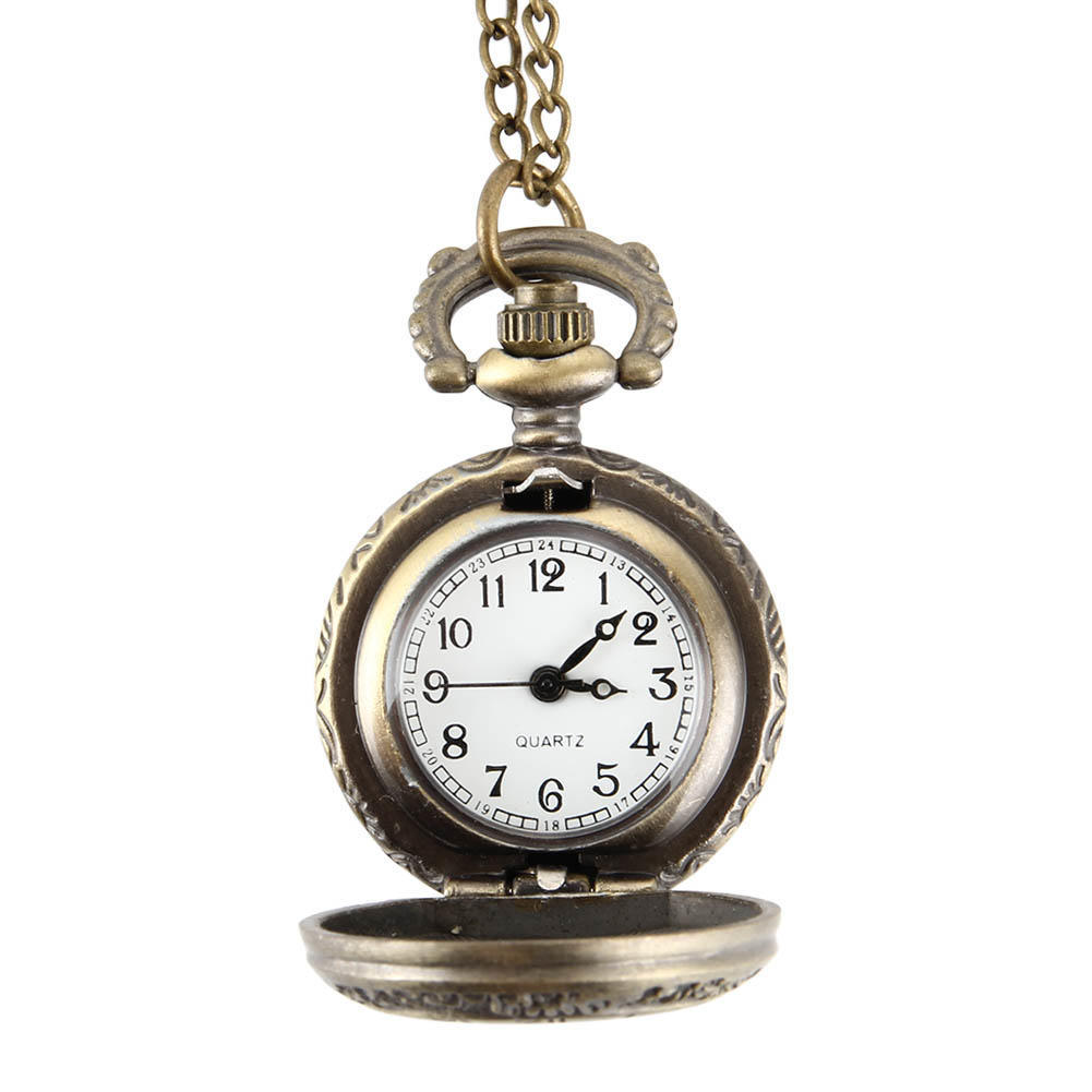 New Fashion Vintage Pocket Watch Alloy Roman Number Dual Time Display Clock Necklace Chain Watches Birthday Gifts