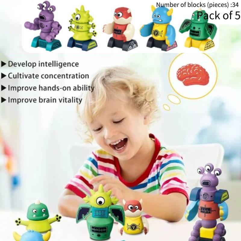 Magnetic Flying Disc Monster Toy For Kids 3-6 Years Diy Airplane Building Set With Magnetic Blocks Plastic Material Size 38*33*7.6cm