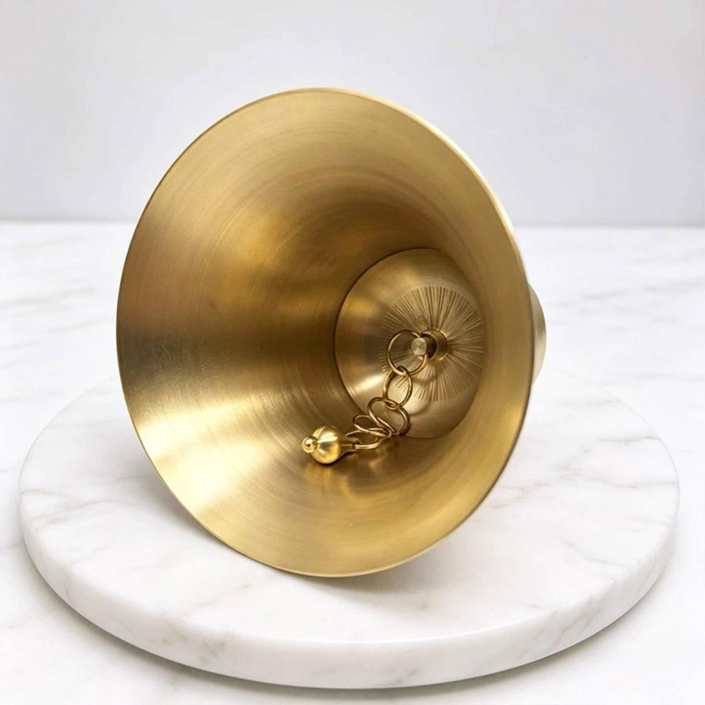 Brass Bell with Hanging Loop Decorative Internal Clapper Brushed for Entryway,