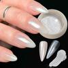 Pearl White Chrome Nail Powder with Tool | Holographic Metallic Aurora Glitter, Ice Transparent Effect for Gel Polish, Long-Lasting & Reflective Nai
